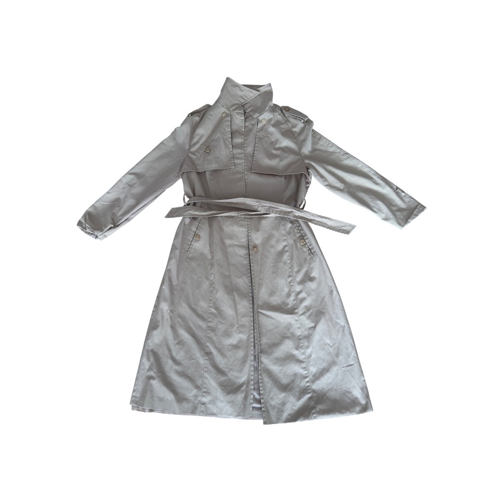 Vintage Classic Trench Coat Gray Belted Long Sleeve Women's Outerwear xs/s